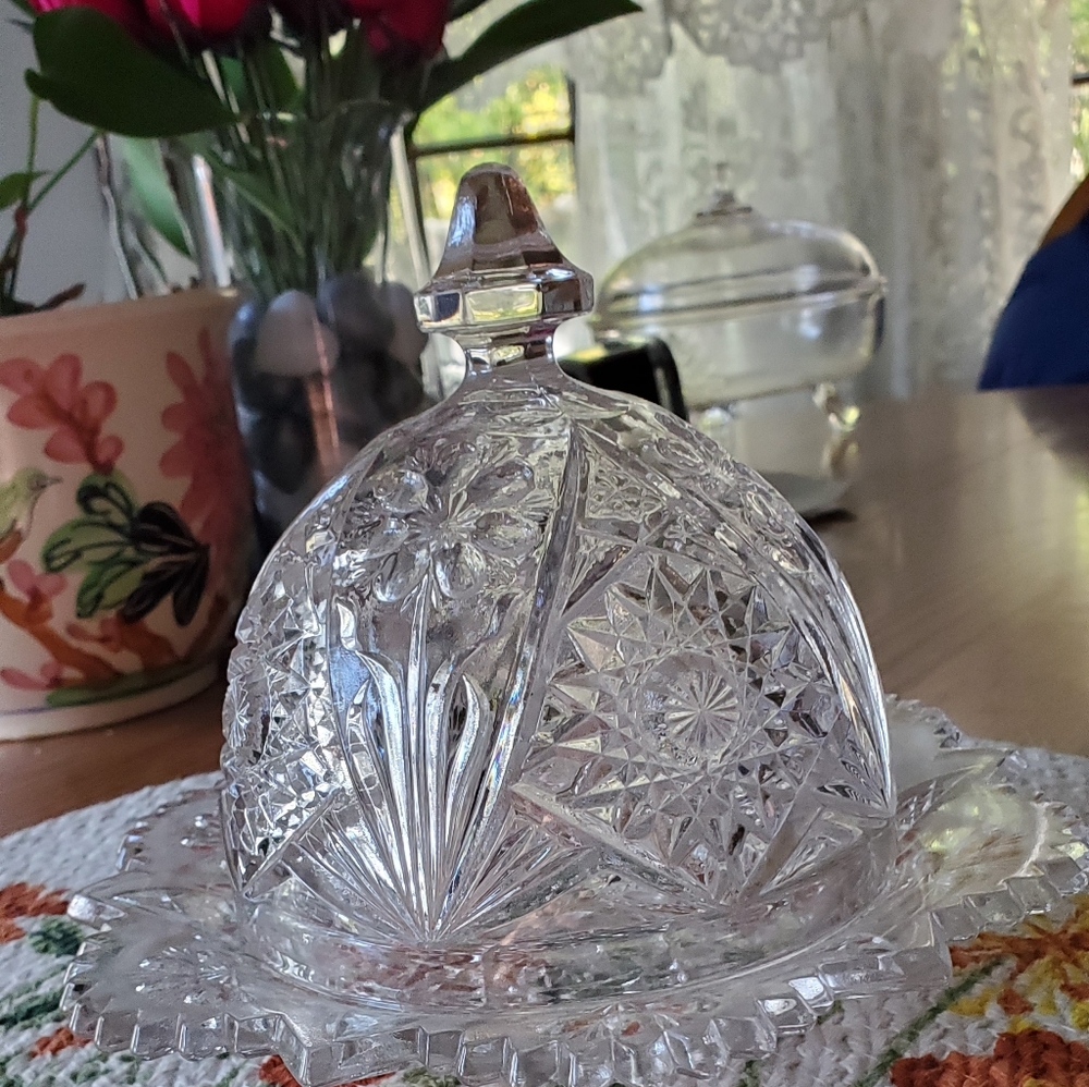 Vintage Imperial GlassElegant Crystal Butter Dish EAPG